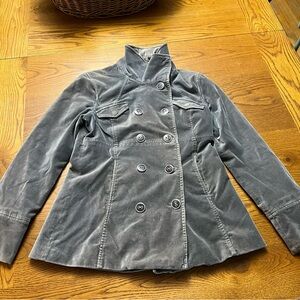 Heavy velvet satin-lined princess-seamed peacoat